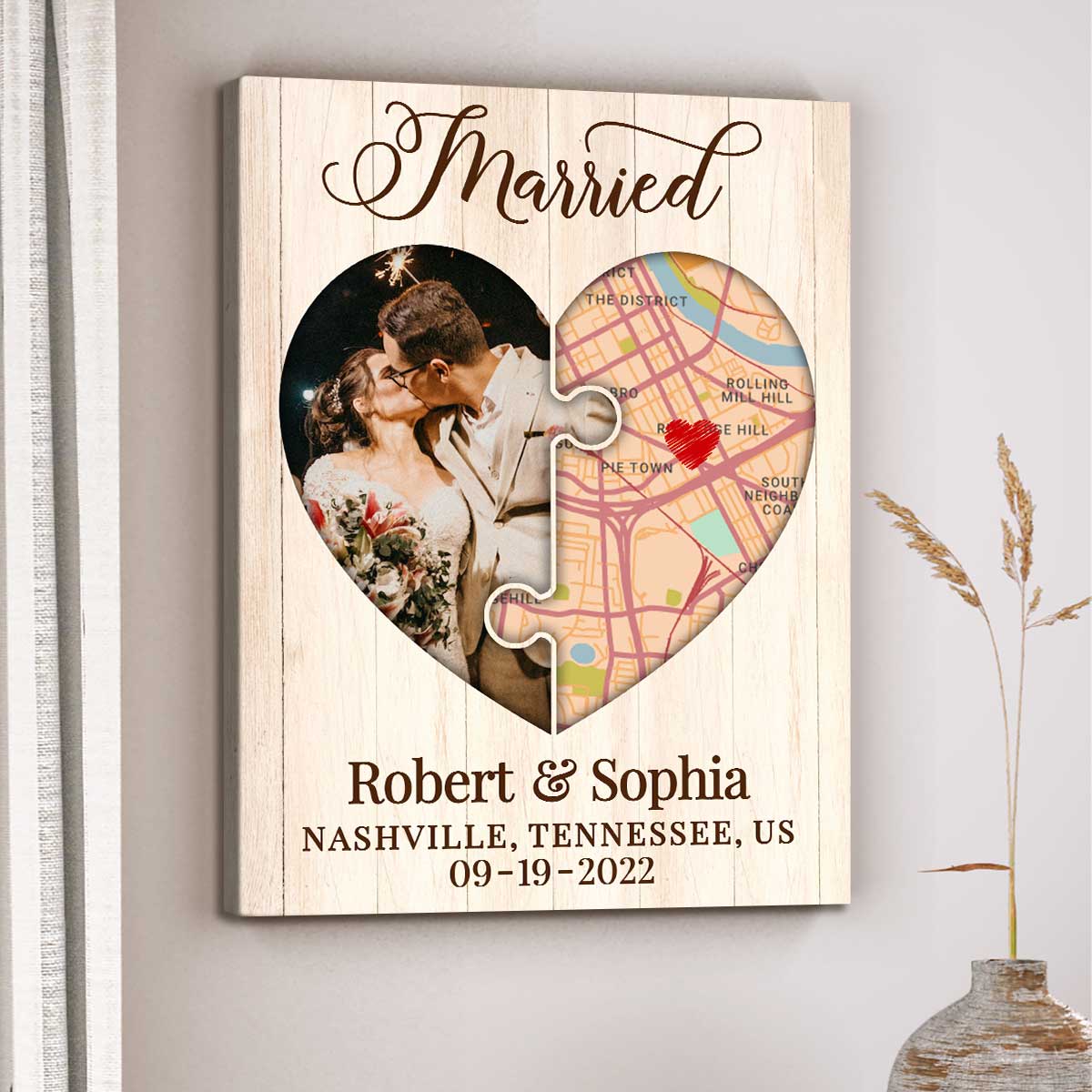 Personalized Wedding Gifts for Couple, Wedding Location Map Print, Married  Map Print