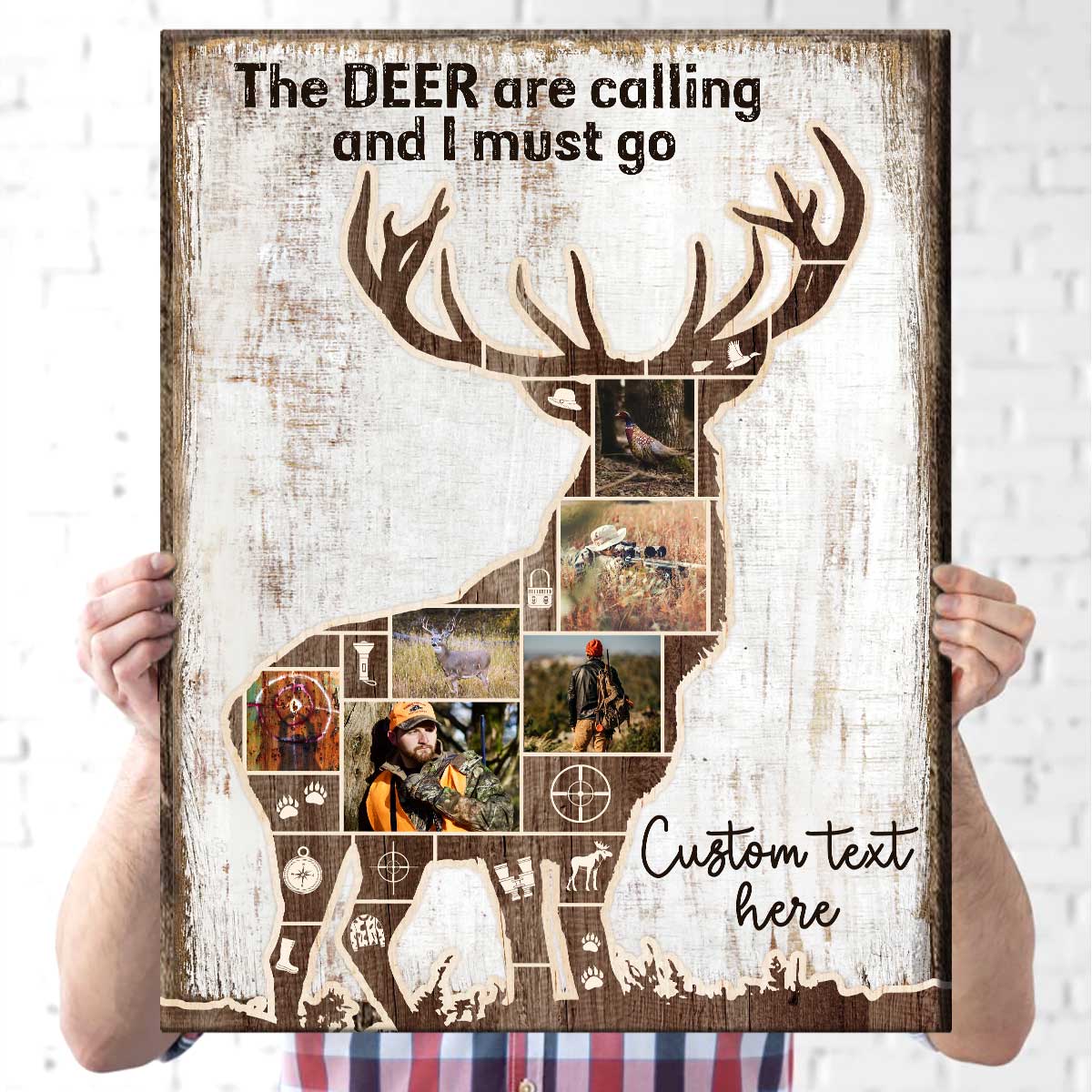 Gifts For Deer Hunters, Personalized Photo Collage Canvas Hunting