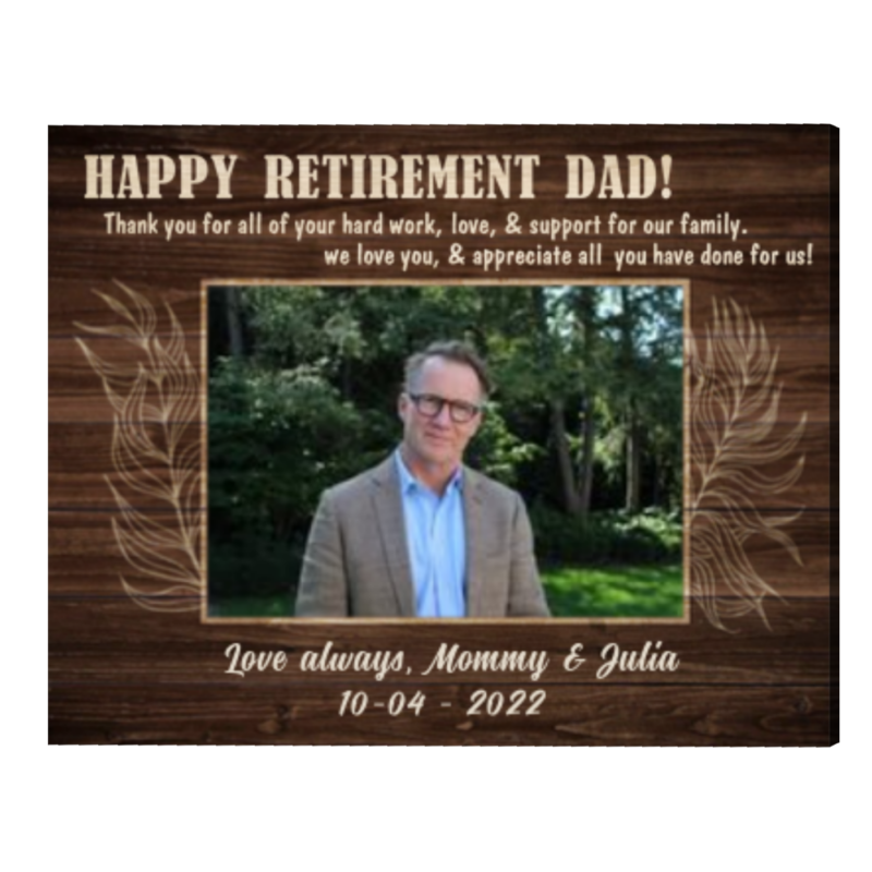 Personalized Retirement Gifts for Dad, Happy Retirement Dad Custom Picture Canvas, Photo Gifts For Dad On Retirement From Daughter