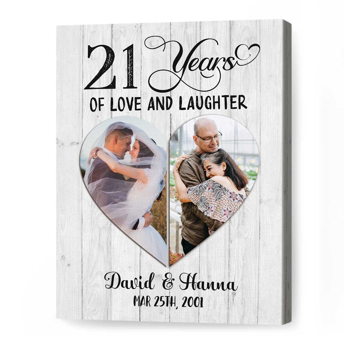 21 Years Of Love and Laughter Canvas Print Personalized 21st Wedding Anniversary Gift 21 Year Anniversary Gift for Her Wrapped Canvas 8x10 inches