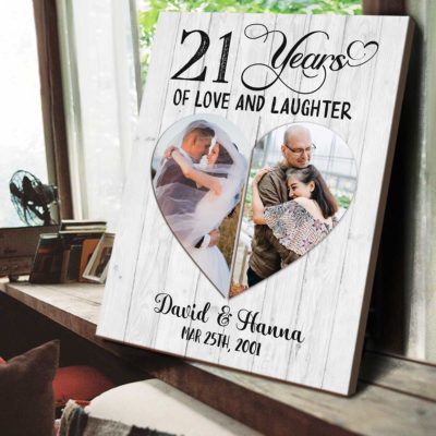 21 Years Of Love and Laughter Canvas Print, Personalized 21st Wedding Anniversary Gift, 21 Year Anniversary Gift for Her