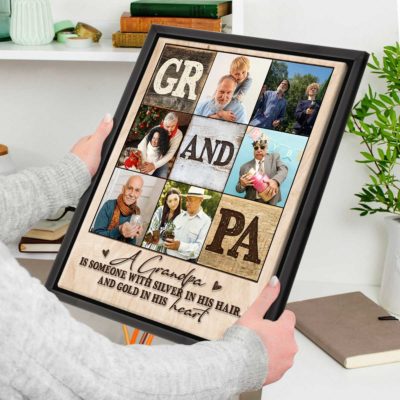 Custom Grandpa Photo Collage Canvas