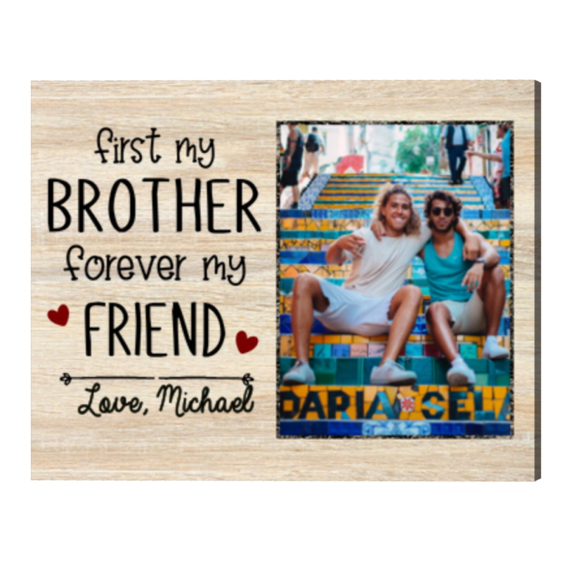 Personalized Christmas Gift for Brother, Brother Photo Canvas, Gifts For Brothers From Sisters, Birthday Gifts for Brother