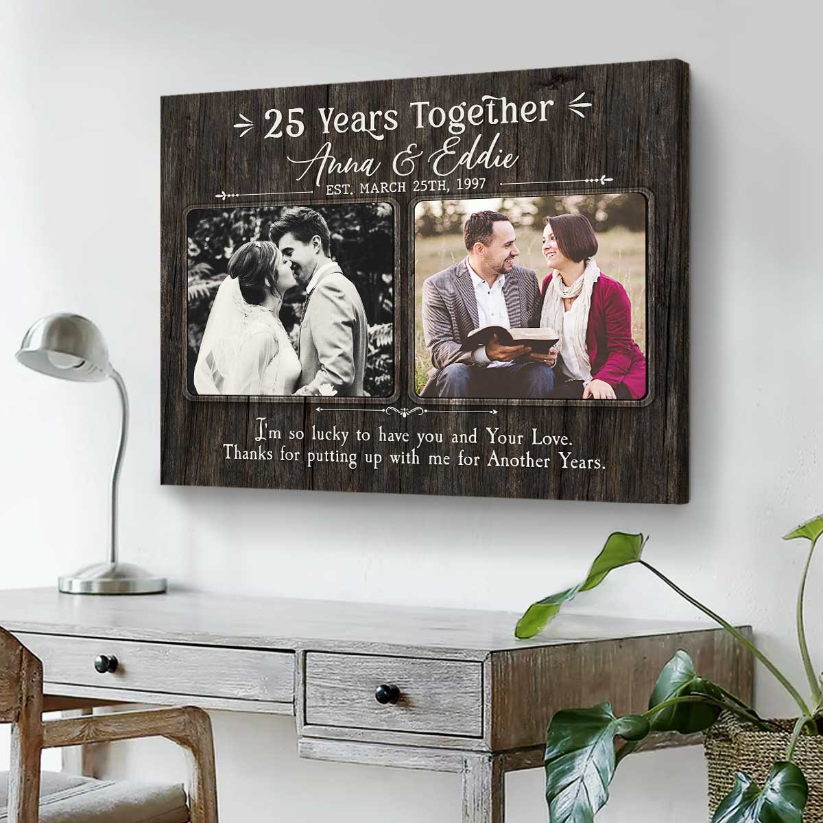 Personalized 25 Years Anniversary Photo Canvas, 25th Wedding Anniversary  Gifts For Wife, 25 Year Of Marriage Gift - Best Personalized Gifts For  Everyone