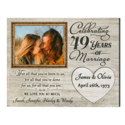 49th Anniversary Gifts for Parents 49 Years Anniversary Gift, For All That You Have Been To Us Anniversary Photo Frame