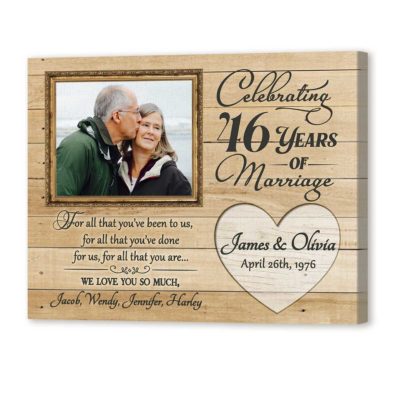 46th Anniversary Gifts for Parents, 46 Years Wedding Anniversary Photo Canvas Print, For All That You Have Been To Us