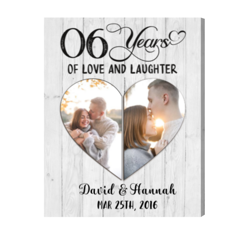 Love and Laughter Photo Print, Custom 6 Year Anniversary Gifts for Husband, Iron Anniversary Framed Gift