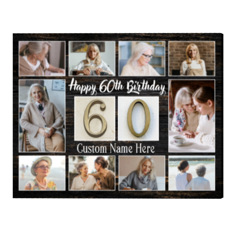 Personalized 60th Birthday Photo Collage, 60th Birthday Gift for Men or Women, 60th Birthday Gift