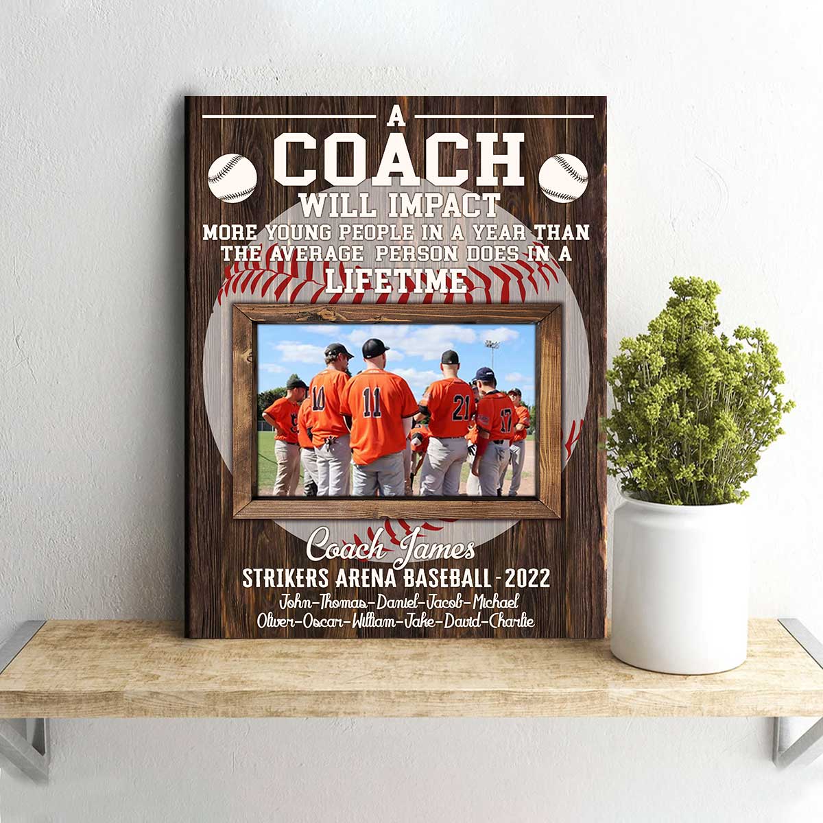 Baseball Team Gift, Baseball Coach Gift, Baseball Printable Canvas