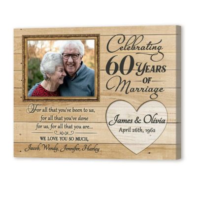 60th Anniversary Gifts for Parents, 60 Years Wedding Anniversary Photo Canvas Print, For All That You Have Been To Us