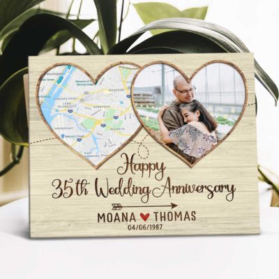 Custom 35 Year Wedding Anniversary Gifts Map Print