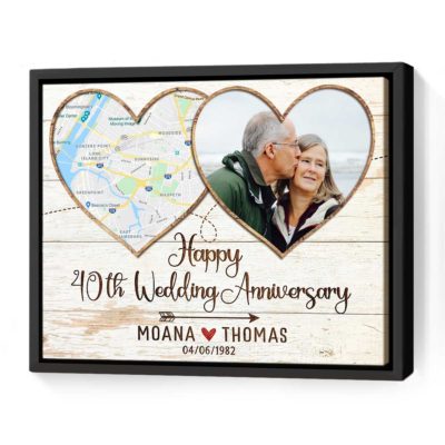 Custom 40th Ruby Wedding Anniversary Gift Map print