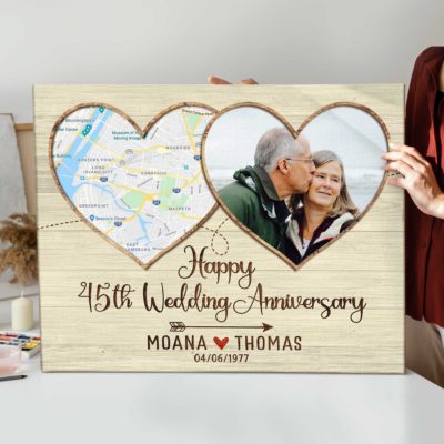 Custom 45 Year Anniversary Gifts Map Print