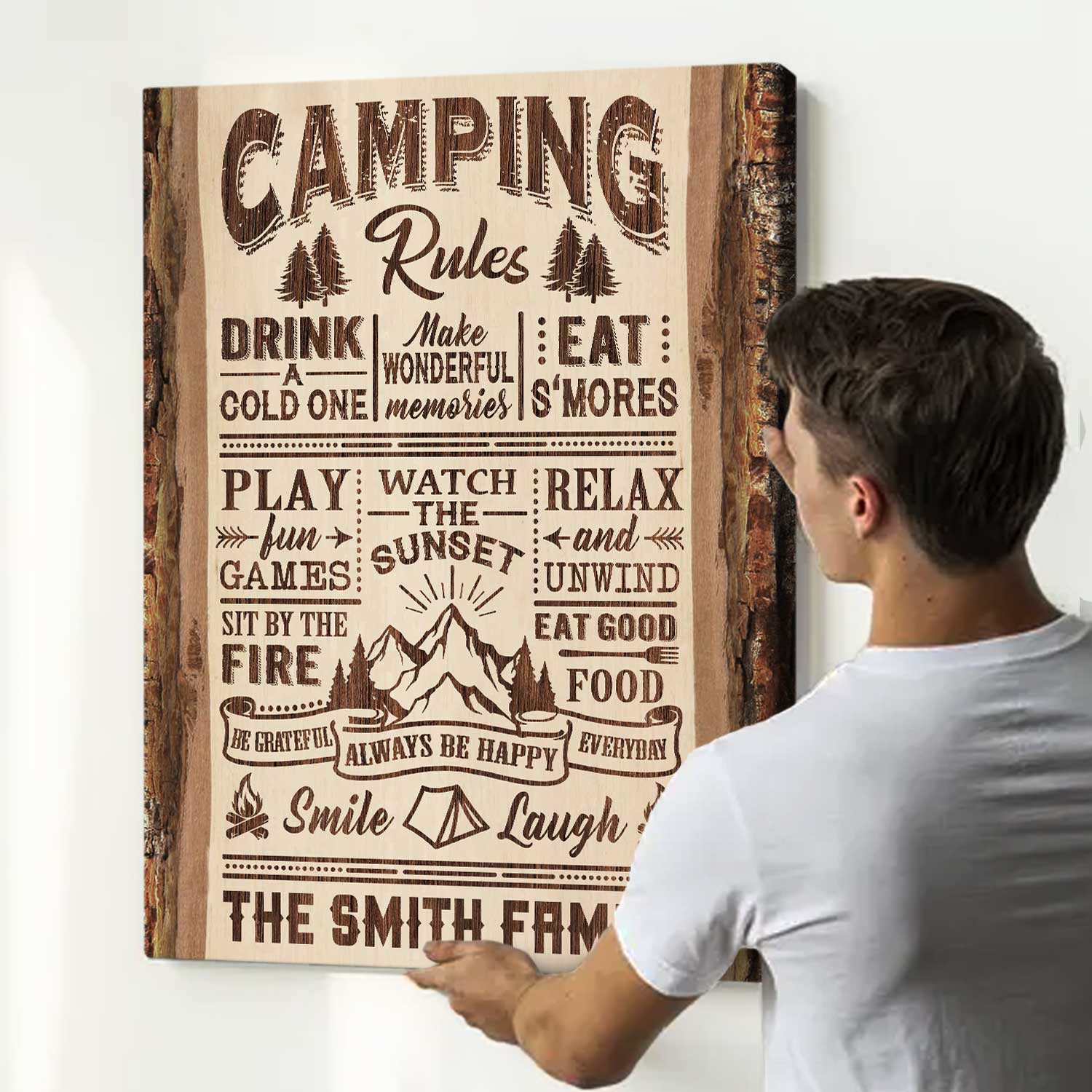 Custom Camping Rules Sign, Family Camping Signs, Best Camping Gift, Cabin  Decor - Best Personalized Gifts For Everyone