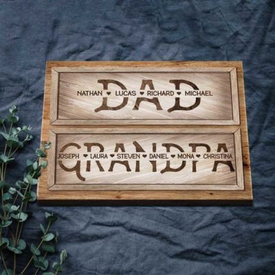 personalized grandpa gift with grandkids names first dad now grandpa sign grandpa christmas gift ideas