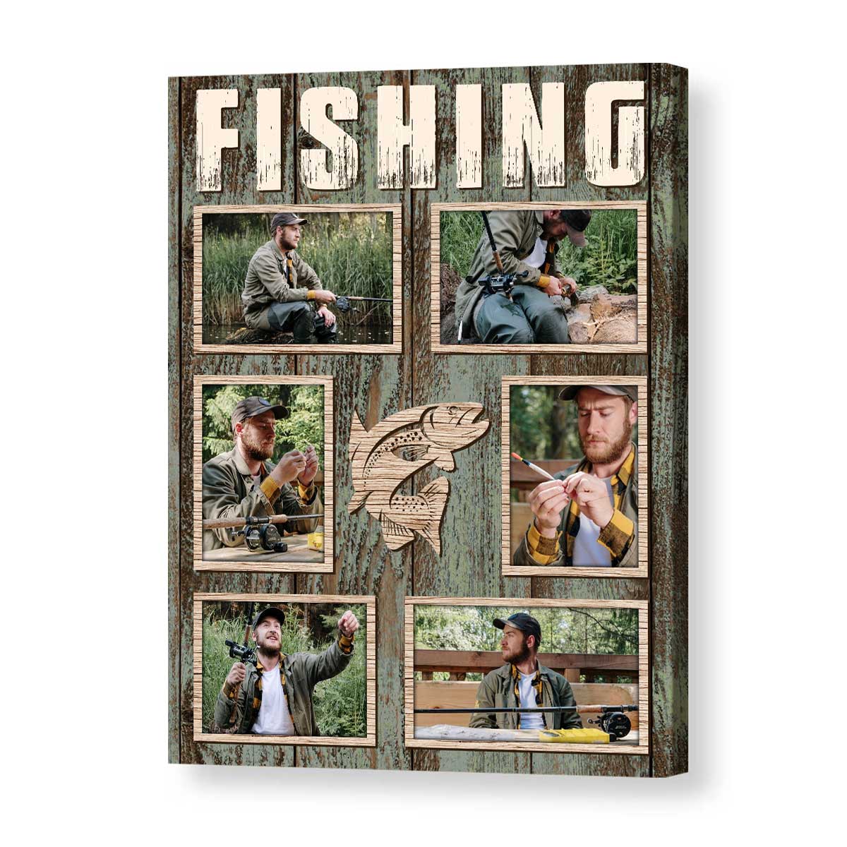Custom Fishing Photo Collage Canvas, Fishing Fathers Day Gifts, Best Gifts  For Fisherman, Fishing Gifts For Men - Wrapped Canvas, 11x14 inches