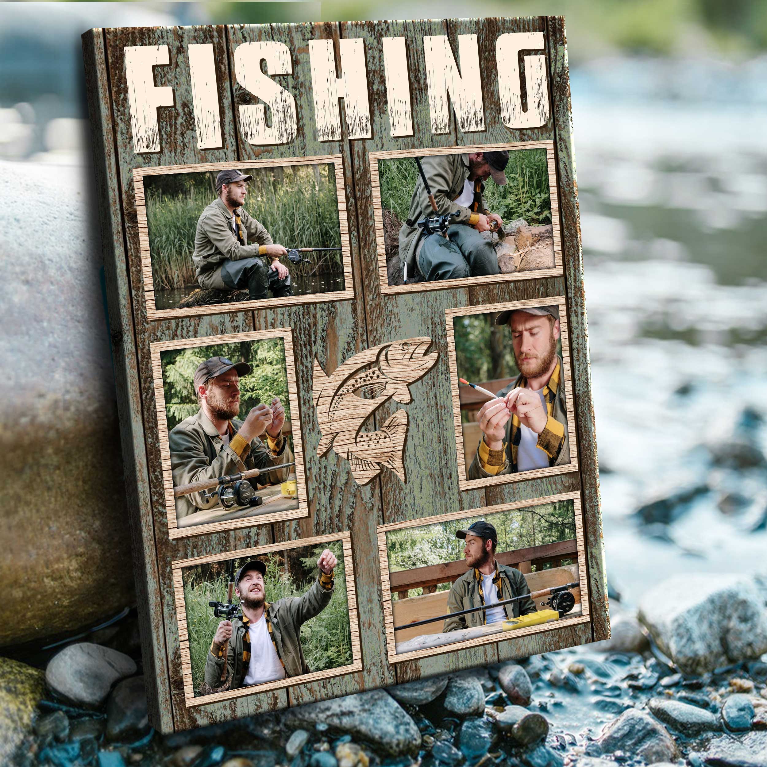 Custom Fishing Photo Collage Canvas, Fishing Fathers Day Gifts, Best Gifts  For Fisherman, Fishing Gifts For Men - Wrapped Canvas, 11x14 inches