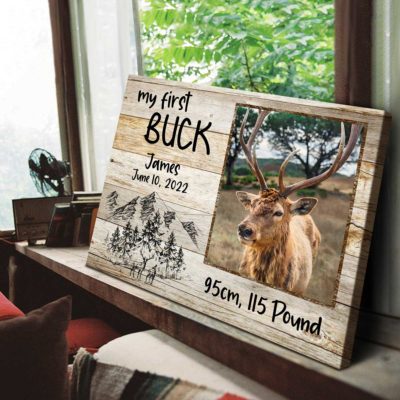 custom hunting man gifts my first buck photo canvas grandpa hunting gift