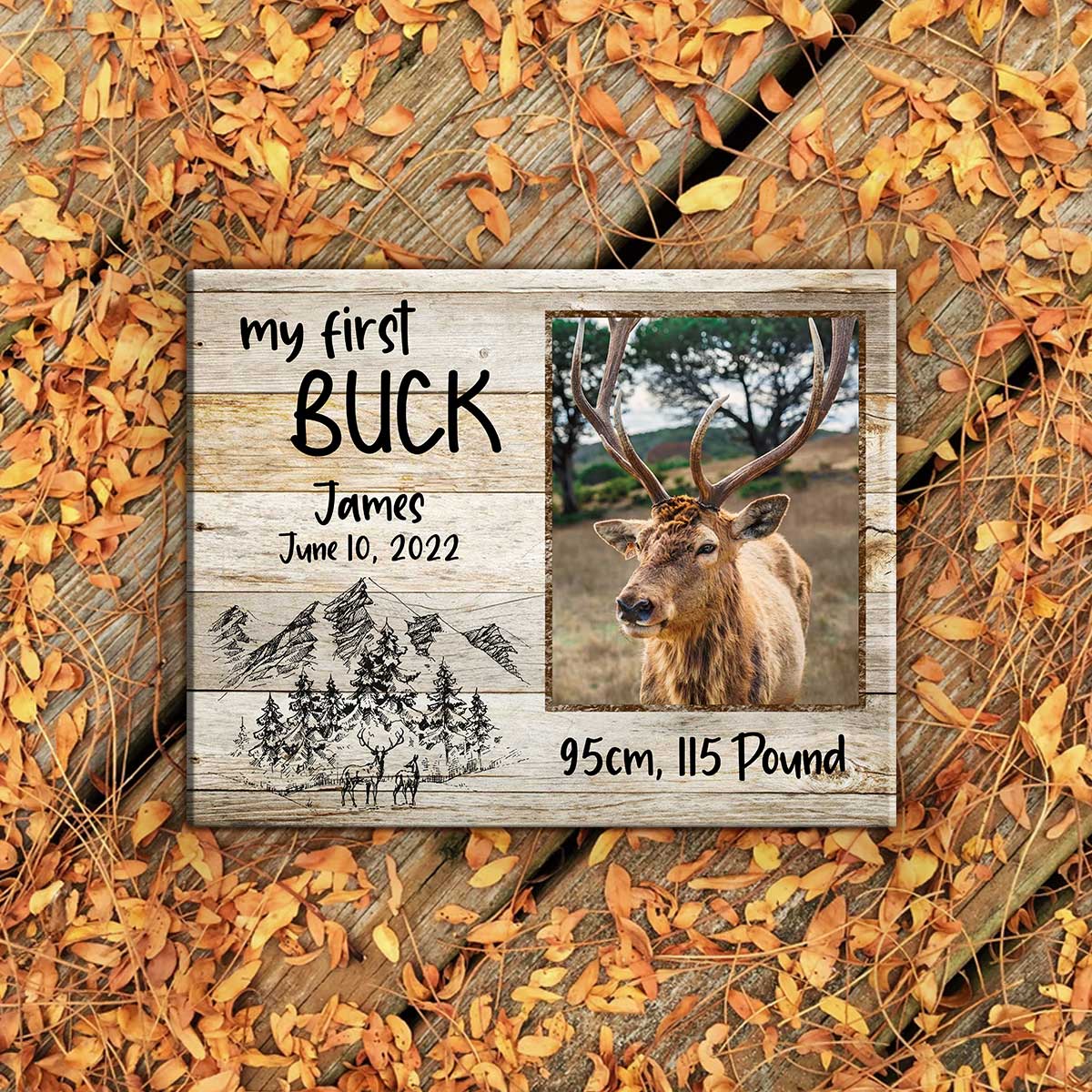 My First Buck Photo Canvas, Father's Day Grandpa Hunting Gift