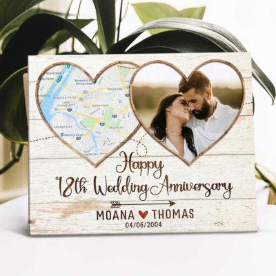 Custom Map Print 18th Anniversary Gifts