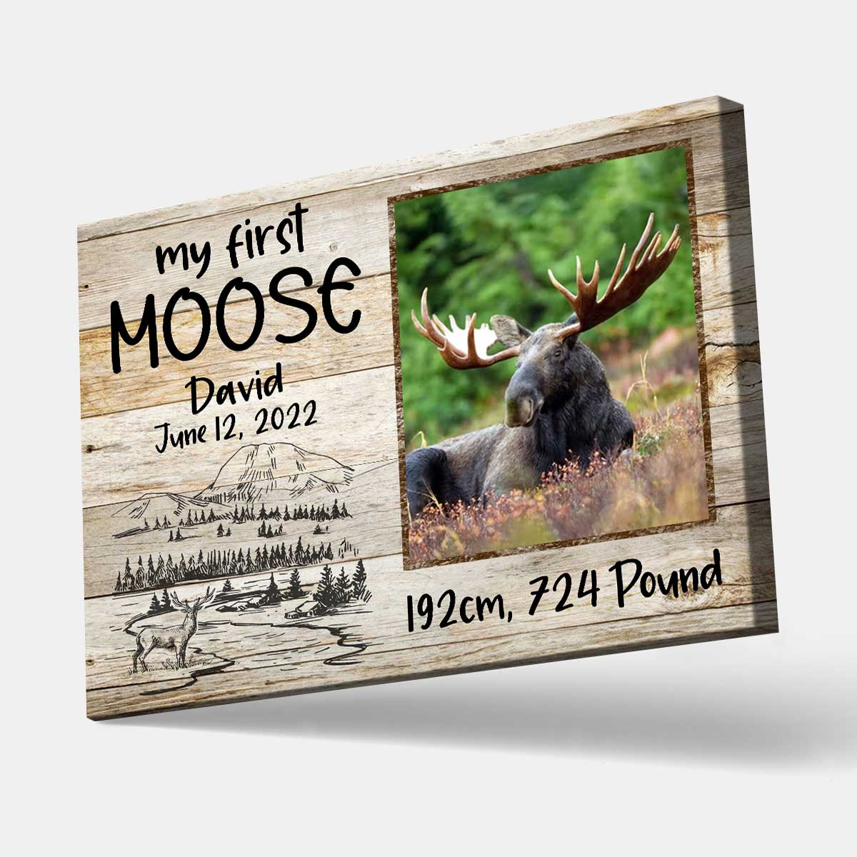 Custom My First Moose Photo Gift, Best Hunting Gift, Gifts For