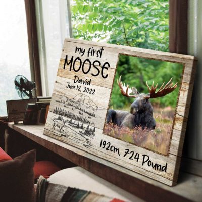 custom my first moose photo gift best hunting gift hunting decor man cave hunting decor