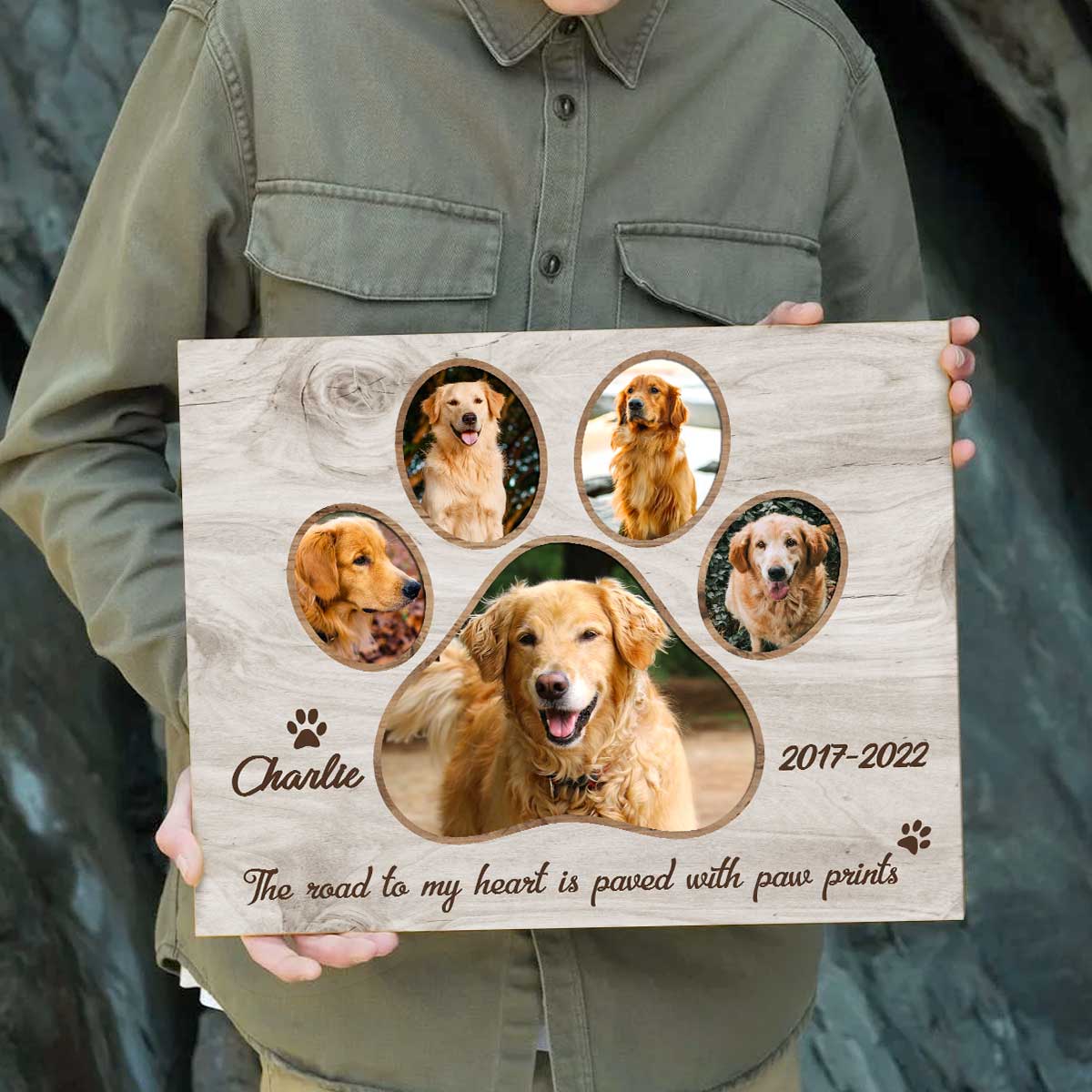 Dog Paw Print Photo Collage Canvas Personalized Dog Memorial