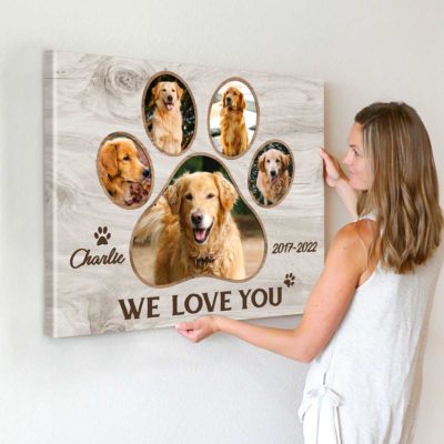 Custom Pet Paw Photo Collage Canvas Personalized Pet Gifts Pet Loss Gifts