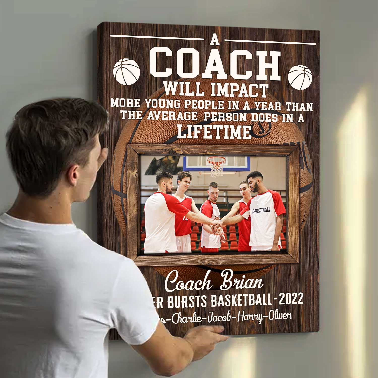 Custom Photo Basketball Coach Gift, Team Gift For Basketball Coach,  Assistant Coach Gifts