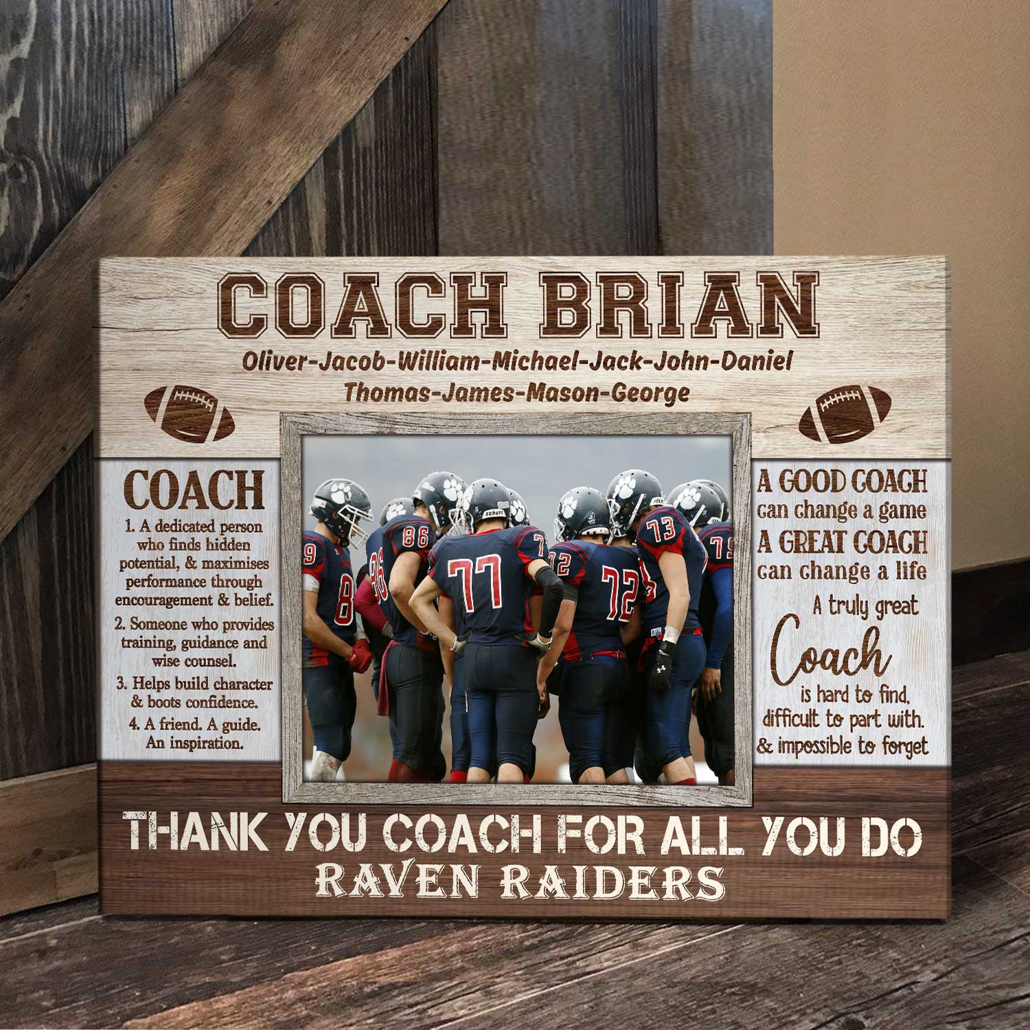 Custom Photo Gift For Football Coach, Assistant Football Coach Gifts, Team  Gift For Football Coach