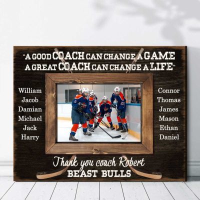 Custom Rustic Hockey Coach Gift Picture Frame