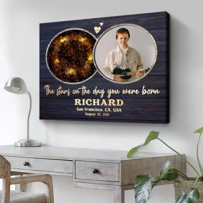 custom star map canvas birthday gift for son constellation night sky with picture the stars on the day you were born