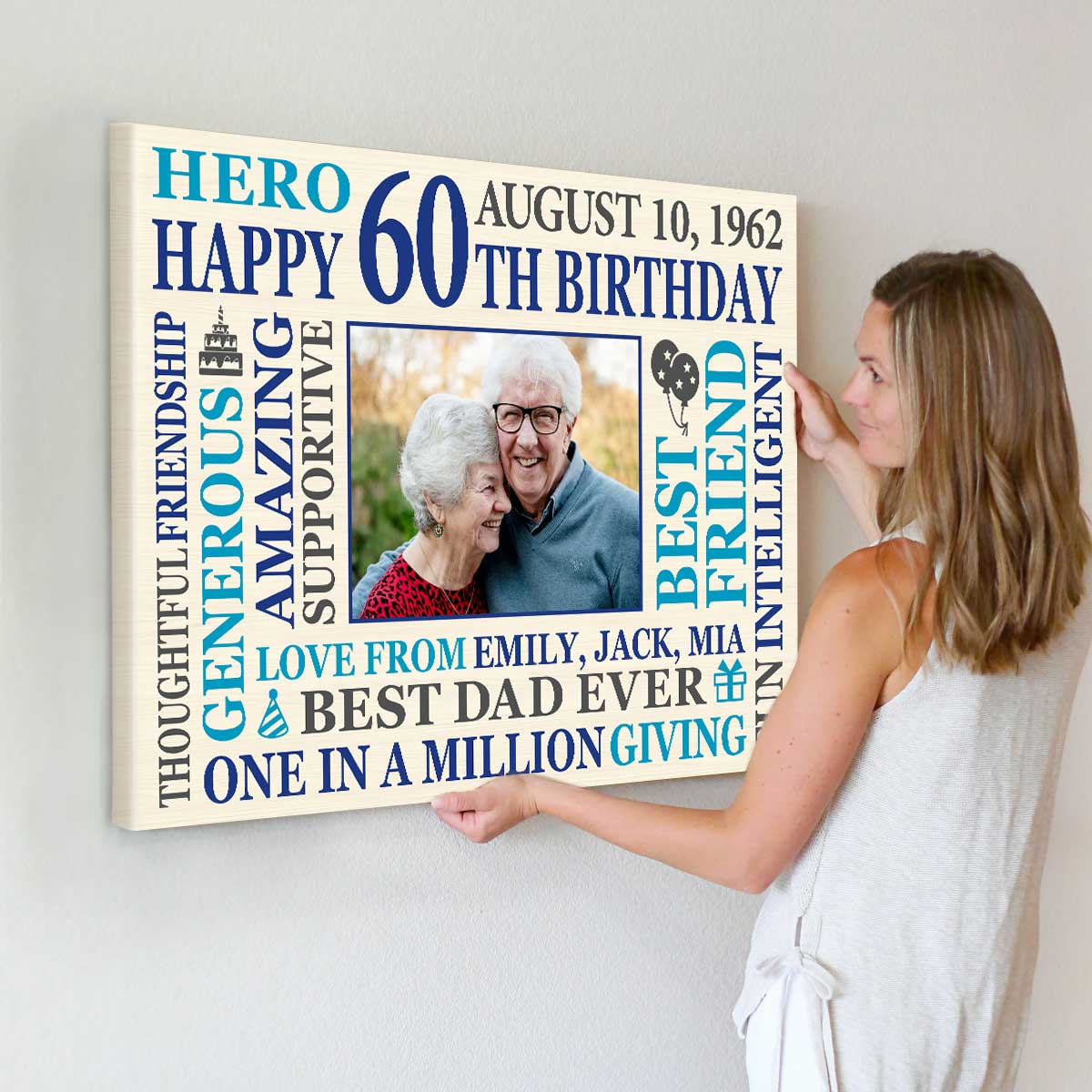 Custom Unique 60th Birthday Gift Ideas For Men Word Art, Dad 60th Birthday Sign And Decor - Best Personalized Gifts For Everyone