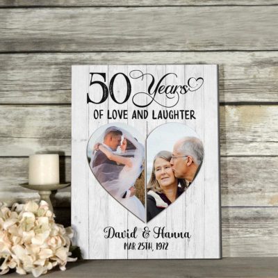 50 Years Of Love and Laughter Canvas Print, Personalized Golden Wedding Anniversary Gift, 50th Anniversary Gift for Her