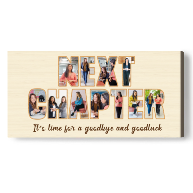 Next Chapter Picture Collage Canvas, Personalized Goodbye Gift, Farewell Gift For Colleague