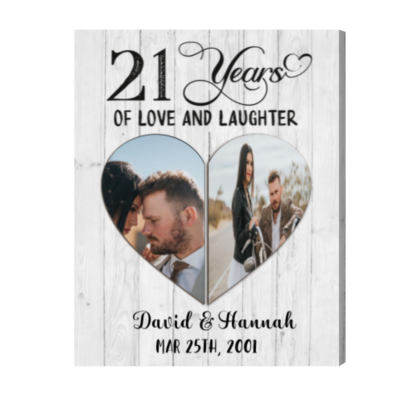 21 Years Of Love and Laughter Canvas Print, Personalized 21st Wedding Anniversary Gift, 21 Year Anniversary Gift for Her