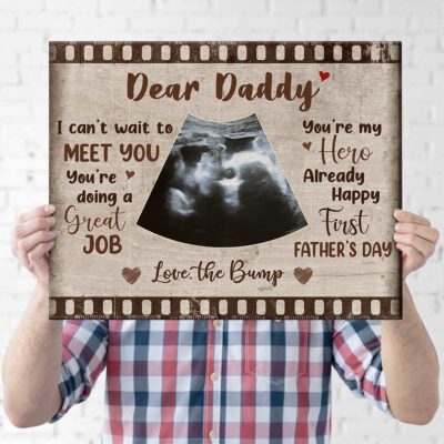 Fathers Day Gift For Expecting Dad, 1st Father's Day Gifts from Bump, I Can't Wait To Meet You Daddy Canvas Print