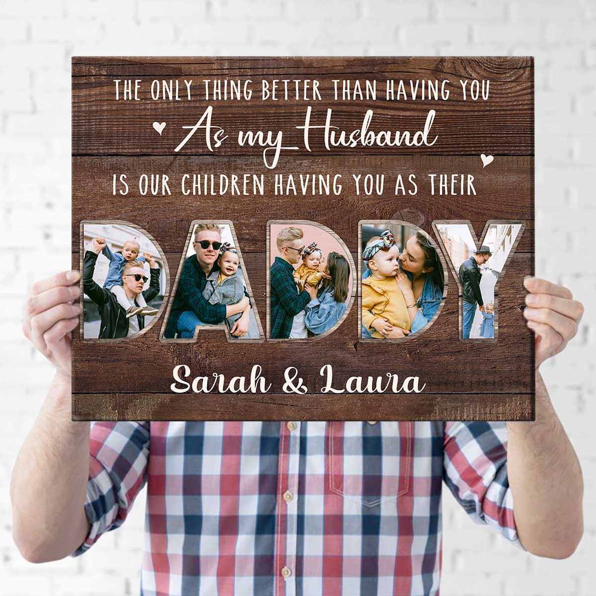 Personalized Daddy Photo Collage Print, Husband Fathers Day Gift