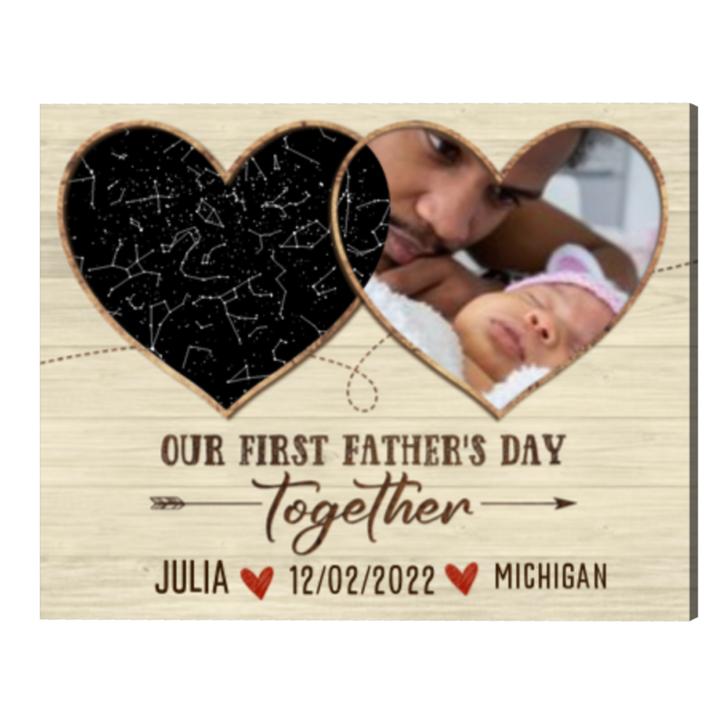 Our First Father’s Day Together Star Map Print, First Father’s Day Photo Gifts, Personalized 1st Father's Day Gift From Wife & Baby