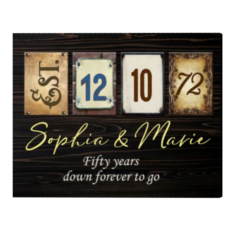 Personalized Golden Anniversary Gift For Parents, 50th Anniversary Gift Ideas, 50th Wedding Date Rustic
