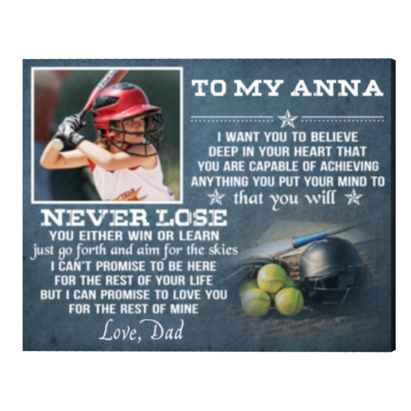Softball Personalized Gifts For Daughter, To My Daughter Softball Photo Canvas, Gifts For Softball Player