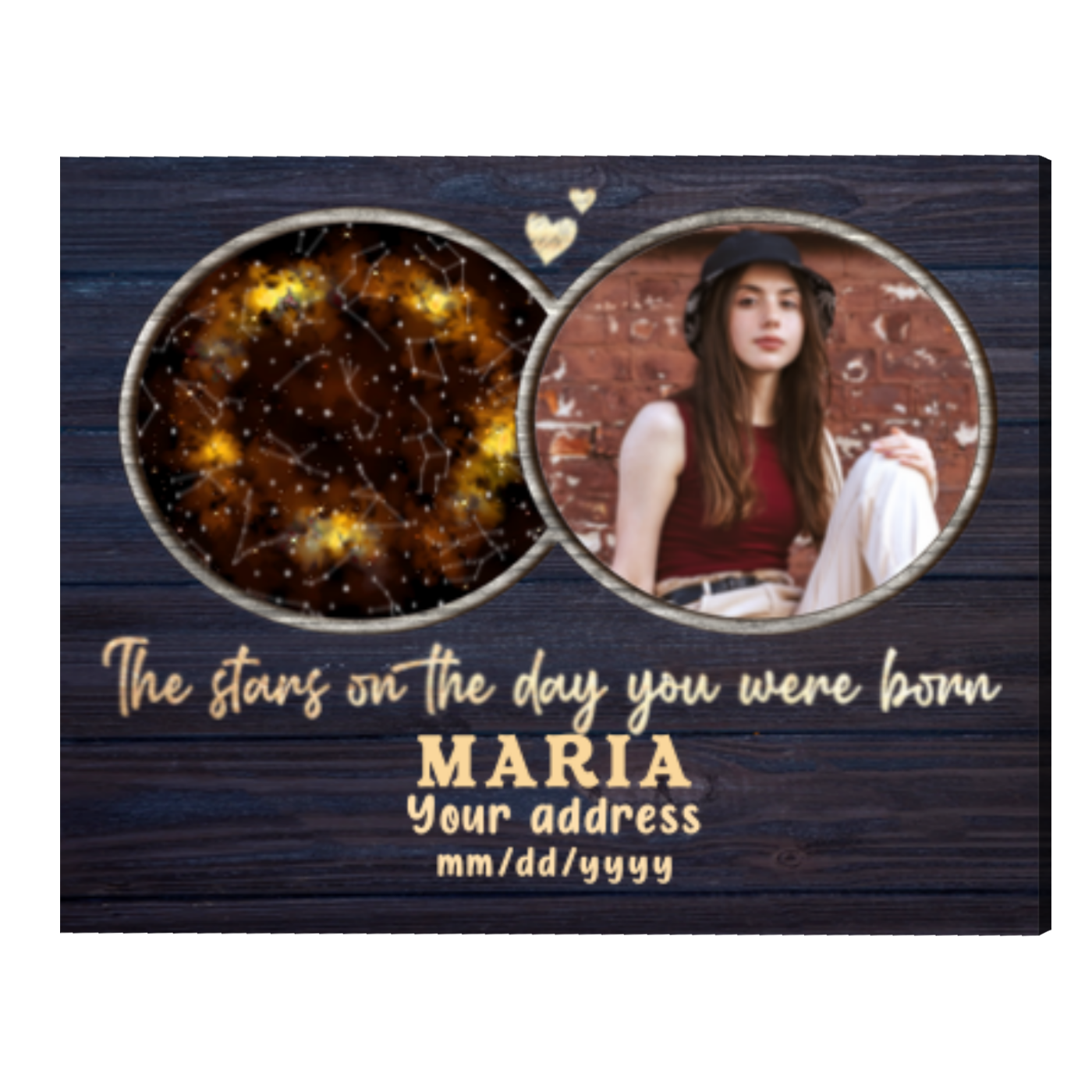 Custom Night Sky With Picture Gift For Her Him, Custom Star Map By Date ...
