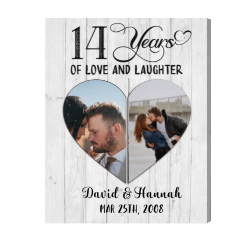 Personalized 14th Wedding Anniversary Gift Print, Romantic 14 Year Anniversary Gifts Canvas