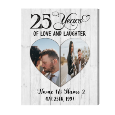 Custom Silver Wedding Anniversary Gift Frame, 25th Anniversary Photo Gifts for Couples Canvas Print