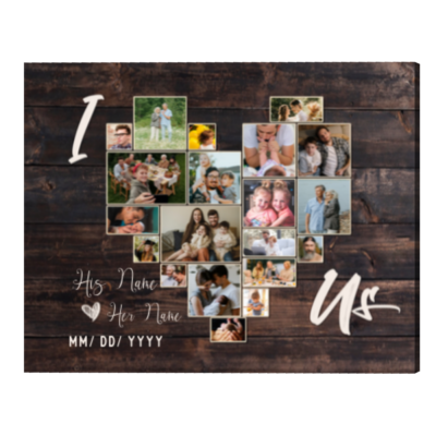 I Love Us Photo Collage Canvas, Personalized Anniversary Gift For Him, Christmas Gift for Husband