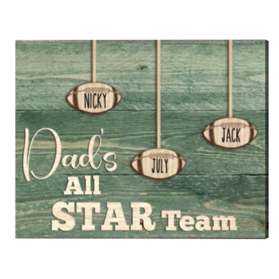 Custom Football Gift for Dad, Dad Football Gift from Kids Print, Dads All Star Team Frame