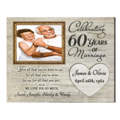 60th Anniversary Gifts for Parents, 60 Years Wedding Anniversary Photo Canvas Print, For All That You Have Been To Us