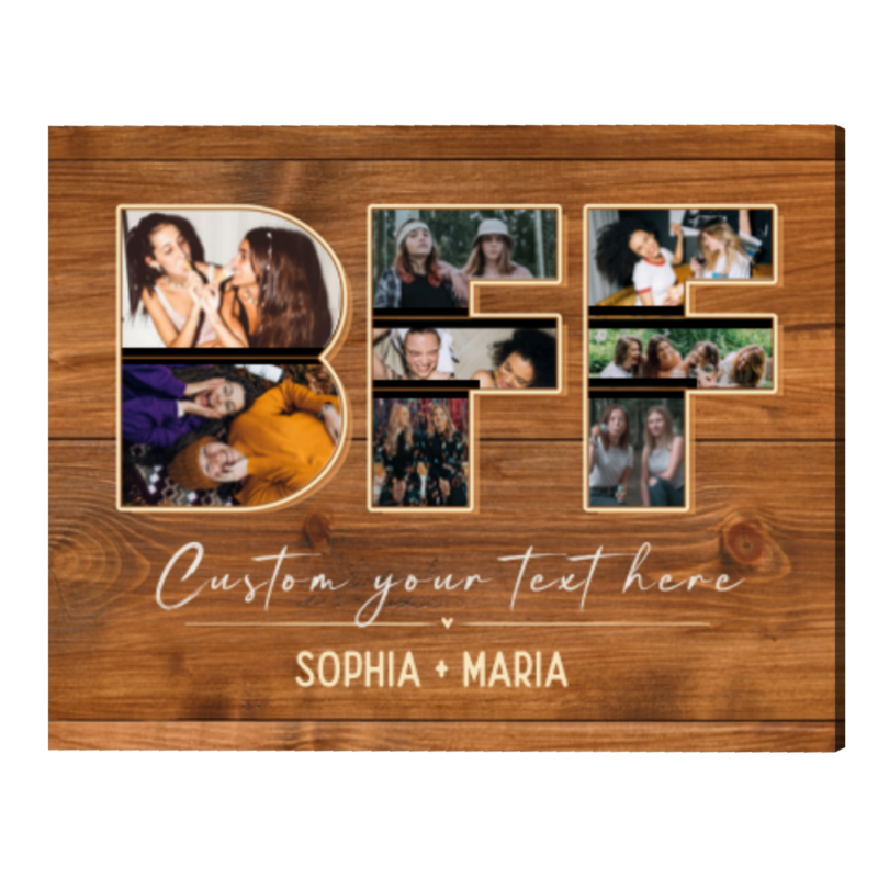 Custom BFF Photo Collage Canvas, Personalized Best Friend Gift, Bestie Christmas Gifts, Friendship Gift
