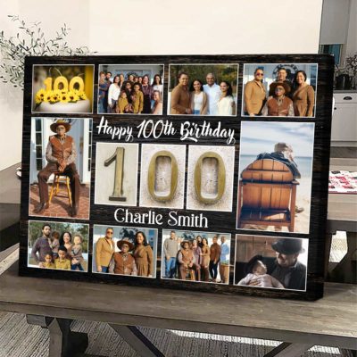 Personalized 100th Birthday Photo Collage, 100th Birthday Gift for Grandparents, 100 Years Old Photo Frame