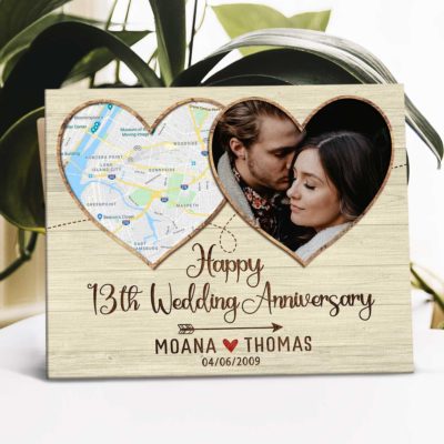 Personalized 13 Year Anniversary Gifts Map Print